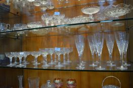 Cut Glass Crystal Champagne Flutes etc. 25pcs