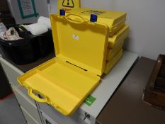 *Five Yellow Plastic Storage Boxes