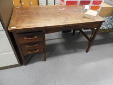 Oak Single Pedestal Desk with Left-Hand Drawer Unit