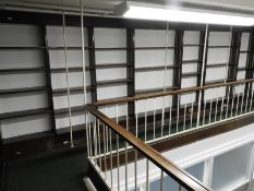 Twenty-Four Bays of Adjustable Polished Hardwood Shelving ~19.5x1.9m