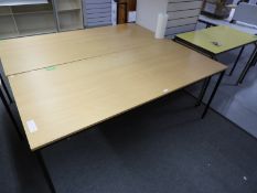 *Pair of Beech Topped Office Tables