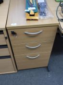 *Light Beech Standalone Three Drawer Pedestal