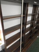 Nine Bays of Adjustable Polished Hardwood Shelving ~7.5x1.8m