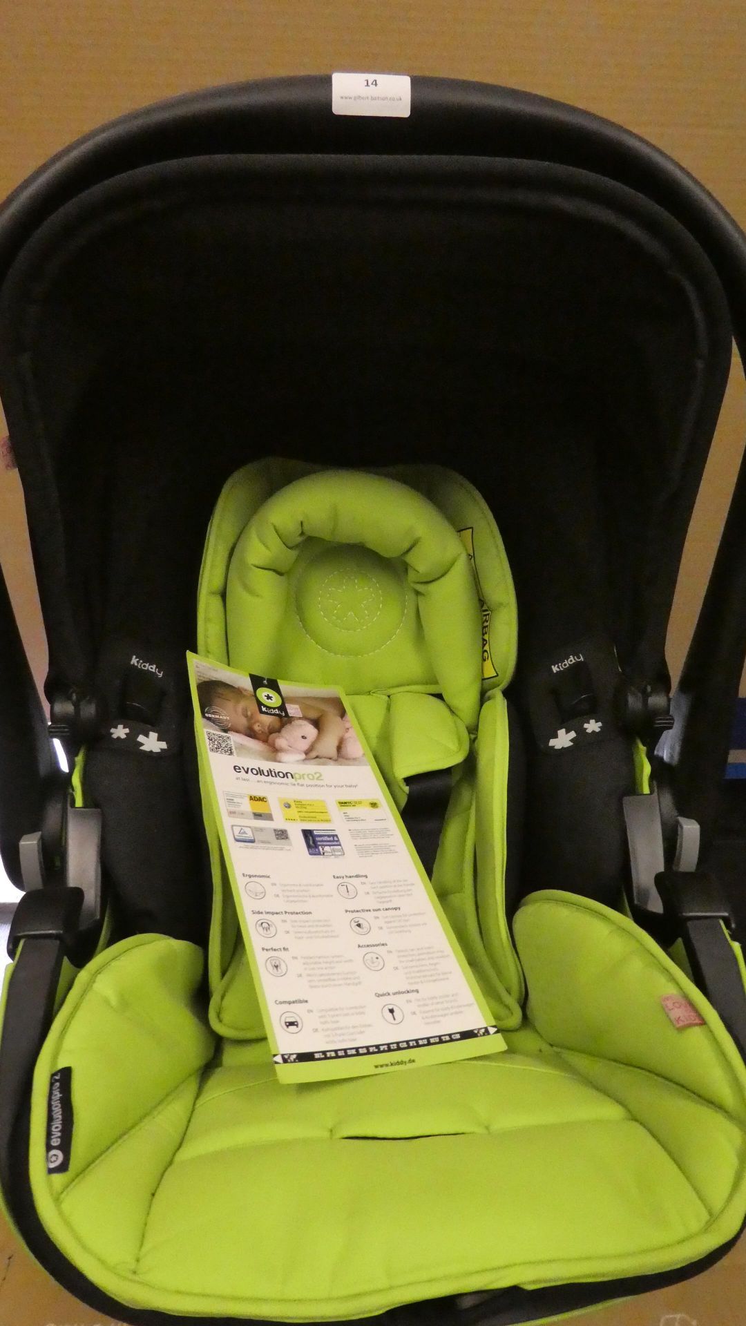 *Kiddy Evolution PRO 2 Childs Car Seat Group 0+ Lime green.New - Image 2 of 2