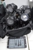 Four LED Pin Spotlights, Four TMX Cables, plus Lighting Controller and Bag