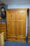 Pine Double Wardrobe with Two Drawers