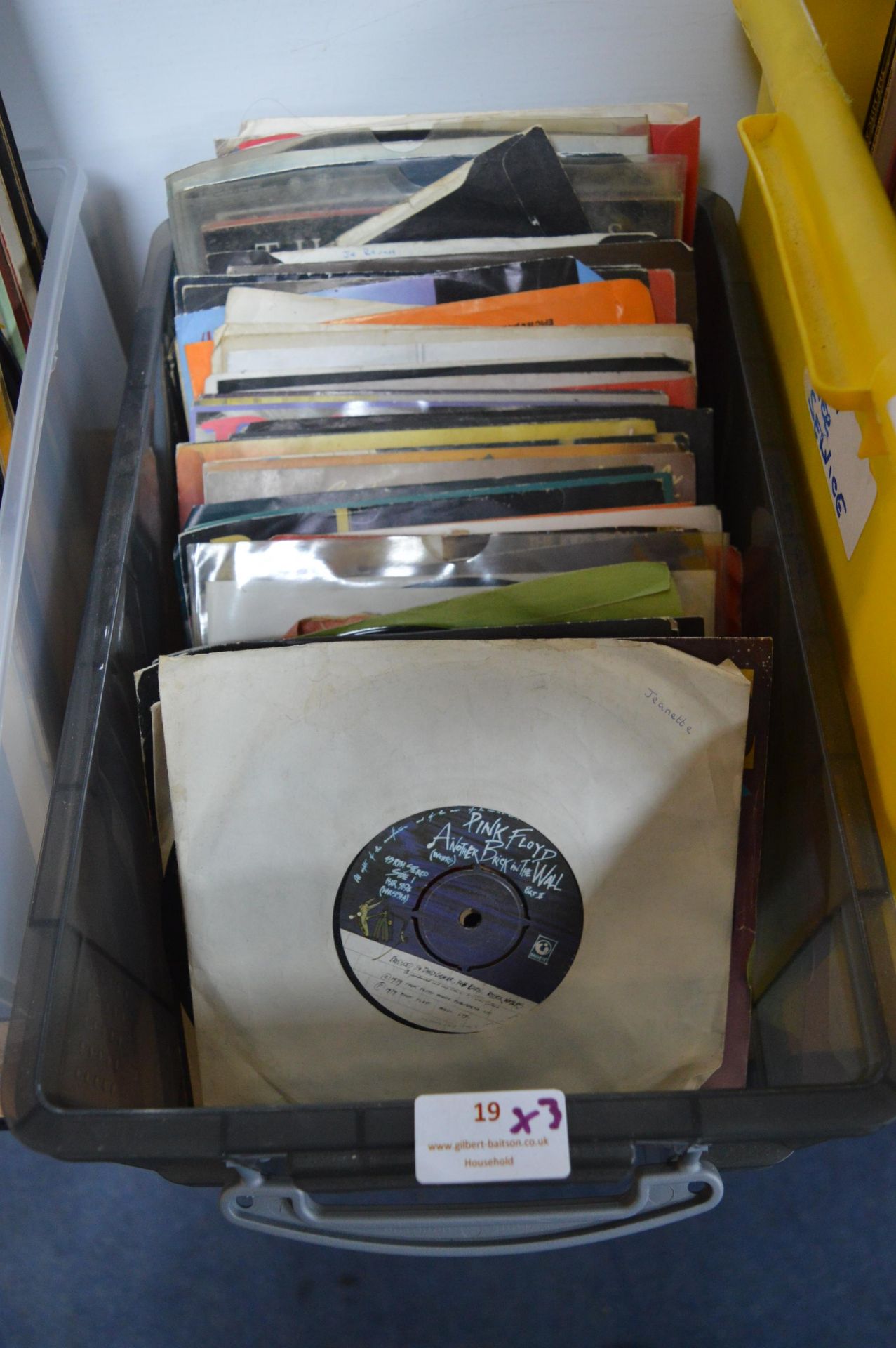 Two Carry Cases and a Box of Vintage 7" Singles