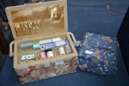 Two Fabric Covered Sewing Boxes
