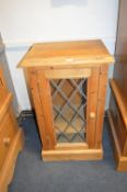 Pine Hi Fi Cabinet with Leaded Glass Door