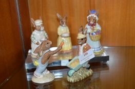 Five Royal Doulton Bunnykins Figurines - Mrs. Bunnykins at the Easter Parade etc.