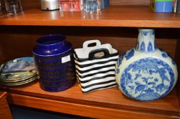 Large Hornsea Pottery Biscuit Barrel plus Decorative Plates, Chinese Vase, etc.