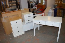 Four Complete Drawer Units, Table and Flatpack Unit in White