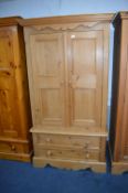 Pine Double Wardrobe with Two Drawers