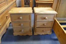 Pair of Pine Three Drawer Bedside Cabinets