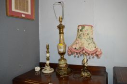 Two Onyx and One Decorative Table Lamp bases