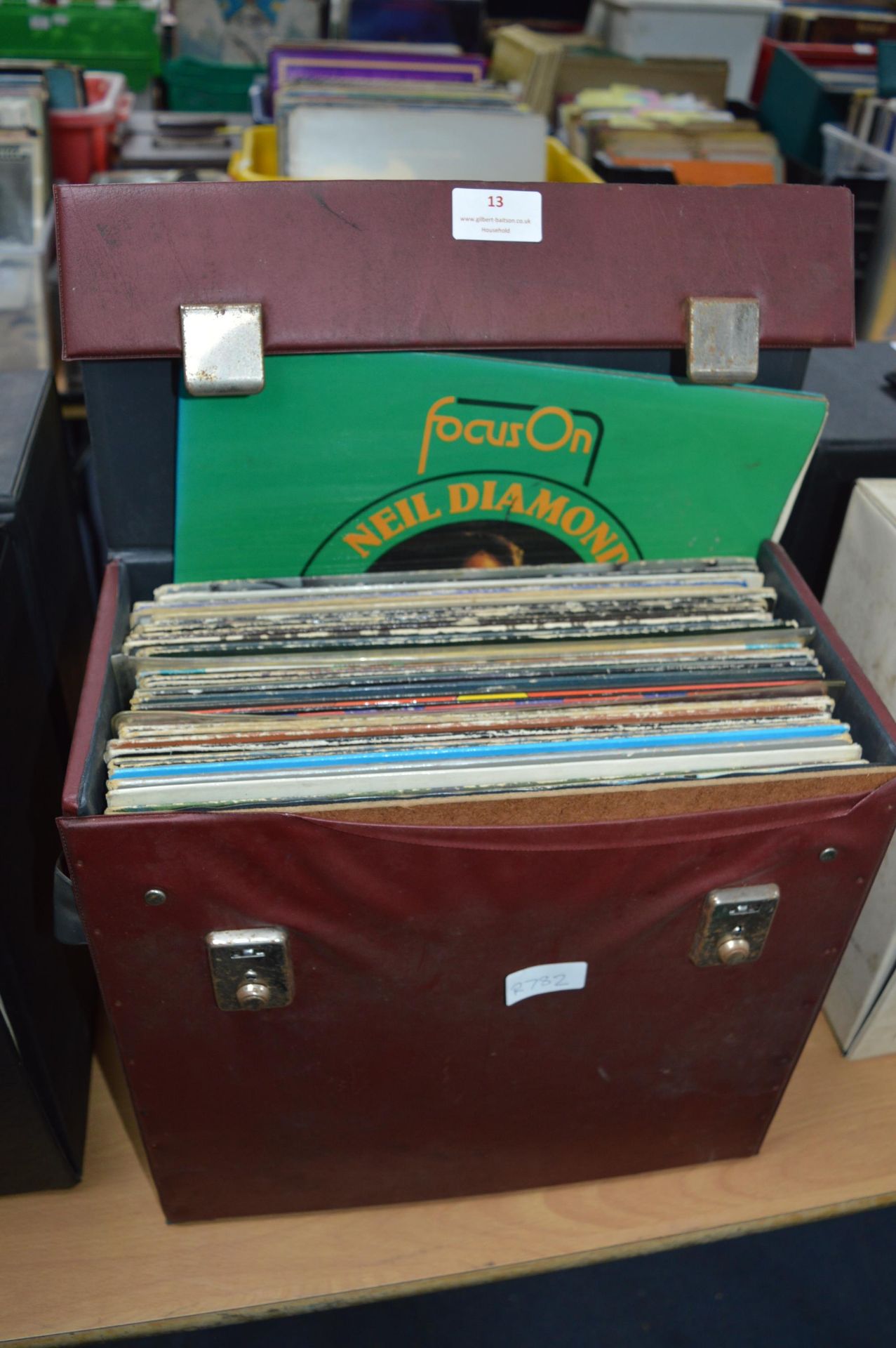 Record Case Containing 12" LPs and Singles