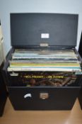 Record Case Containing 12" LPs and Singles