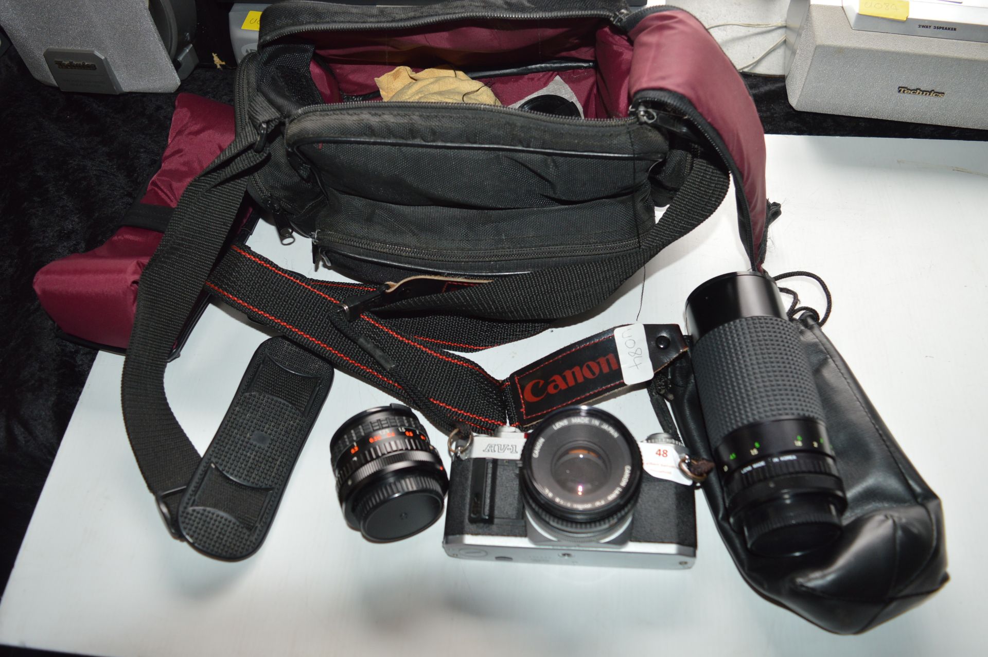 Canon AV1 35mm Camera plus Sirius Autozoom 1-3.9 Lens, and a Clubman MC Auto 1-2.8 Lens
