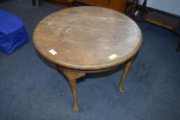 Oak Circular Occasional Table on Cabriole Legs