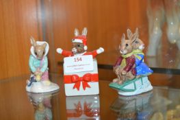 Three Royal Doulton Bunnykins Figures - Christmas Surprise, etc.