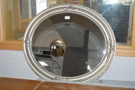 Silver Framed Oval Beveled Edge Mirror