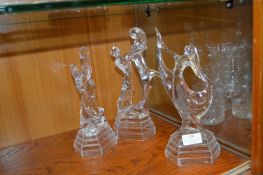 Three Crystal Dancing Figurines