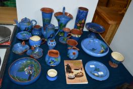 Torquay Blue Moto Ware Pottery 22pcs