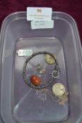 Assorted Silver Bracelets, Mounted Coins, etc.