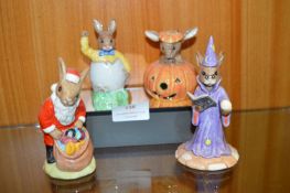 Four Royal Doulton Bunnykins Figurines - Wizard, Santa, etc.