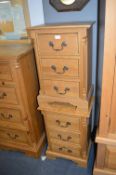 Pair of Pine Three Drawer Bedside Cabinets with Co