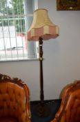 Mahogany Standard Lamp with Cream Shade