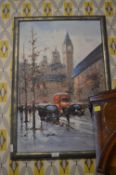 Oil on Board - London Street Scene