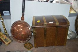 Oak Brass Bound Coal Box plus Warming Pan and Vint