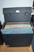 Record Case Containing 12" LPs and Singles