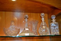 Five Lead Crystal Items; Decanters, Vases, etc.