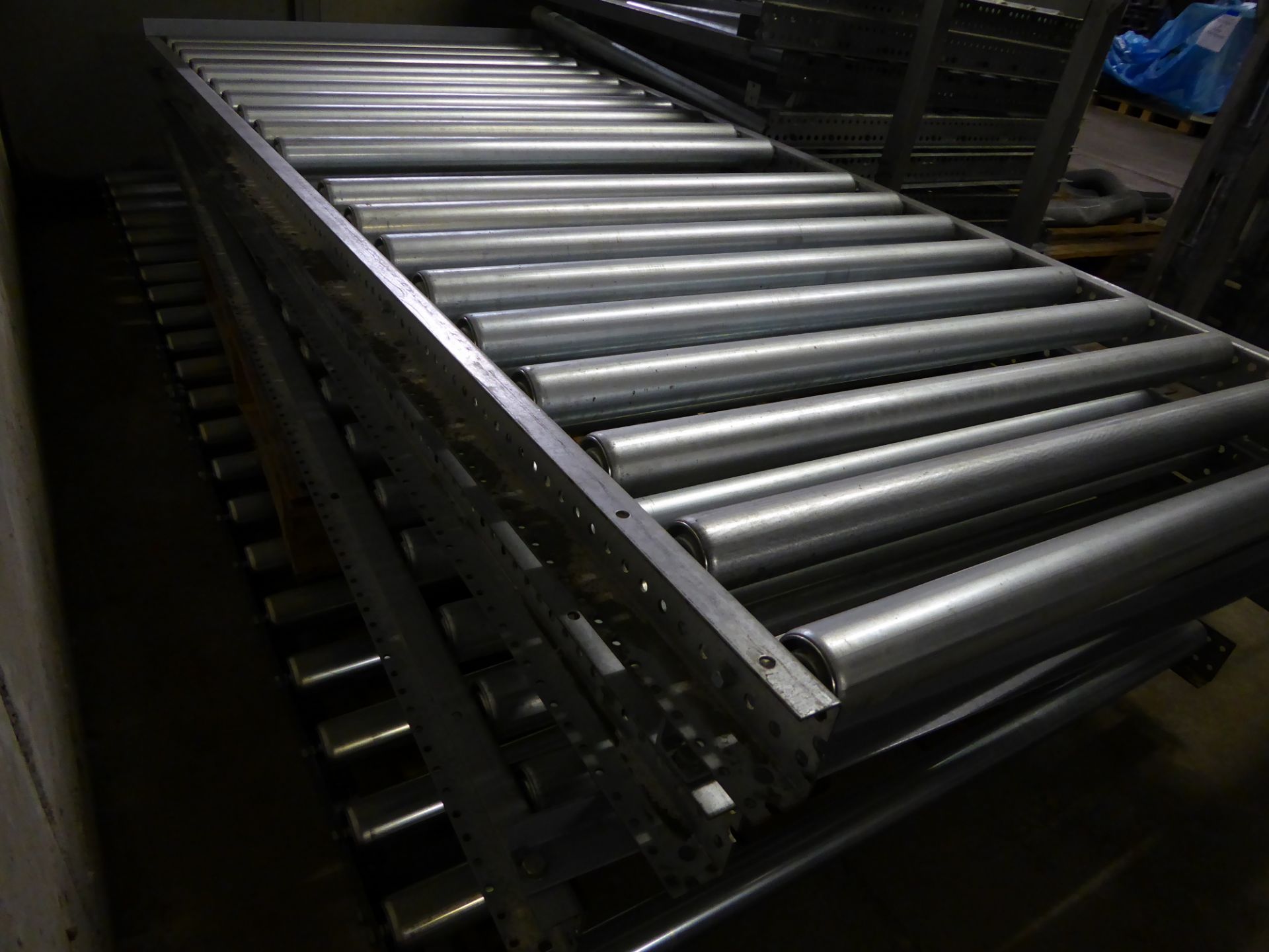 * Roller conveyor sections - rollers 1250w. 1 x section @ 3.9m long, 1 x section @ 1m long = 4.9m - Image 5 of 8