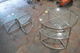 *Nest of Two Glass Topped Chrome Tables