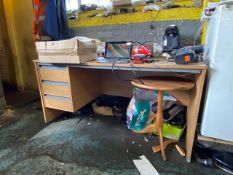 Single Pedestal Desk in Light Wood Finish