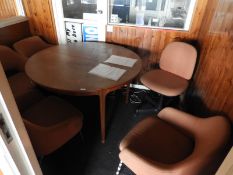 Circular Teak Meeting Room Table and Five Chairs