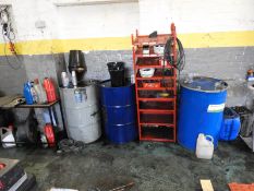 Parts Rack and Assorted Waste Oil Collectors