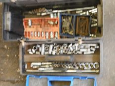 Toolbox Containing Assorted Sockets, Ratchets, Tools, etc.