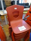 *Five Child's Red Plastic Stackable Chairs