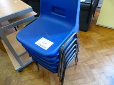 *Six Child's Tubular Framed Blue Plastic Stackable Chairs