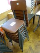 *Seven Tubular Framed Brown Plastic Stackable Chairs