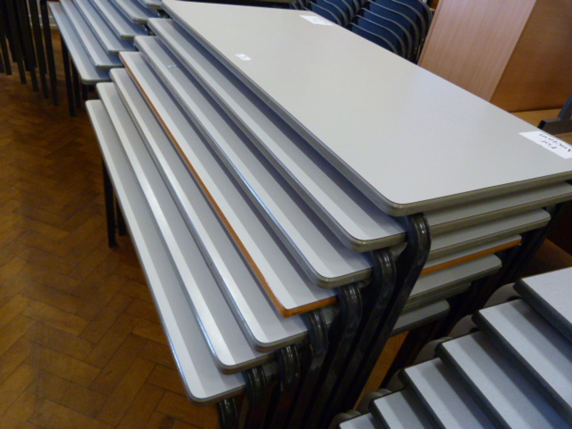 *Seven Metal Framed Stackable School Tables