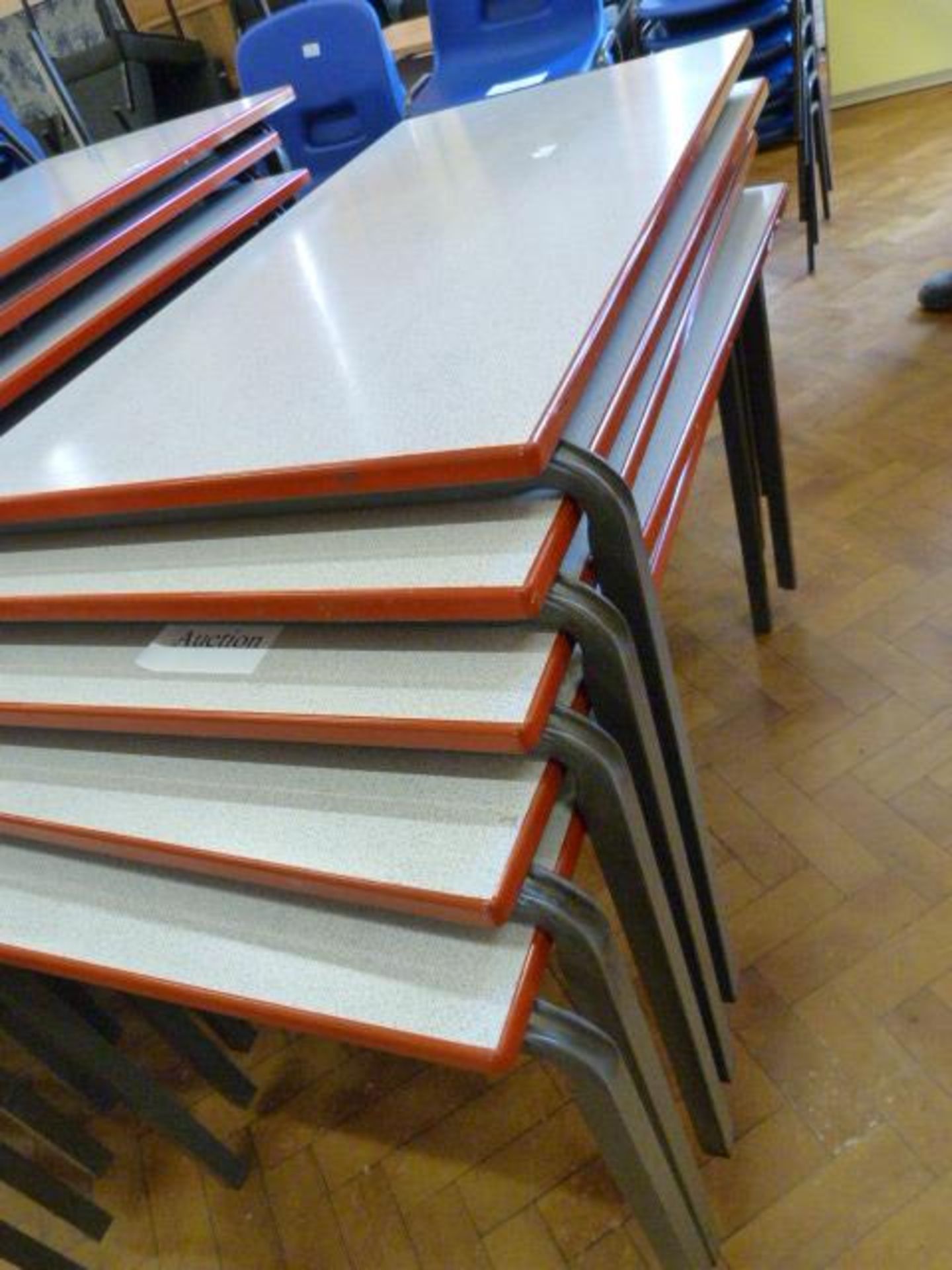 *Five Metal Framed Stackable School Tables