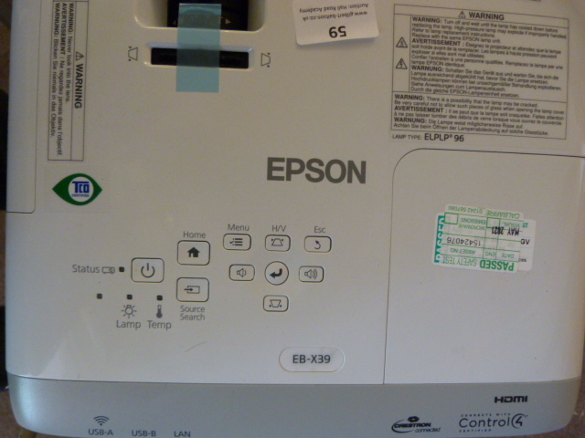 *Epson EB-X39 Projector with Ceiling Mount - Image 2 of 2