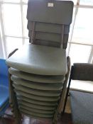 *Ten Children's Tubular Framed Grey Plastic Stackable Chairs