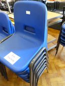 *Seven Child's Tubular Framed Blue Plastic Stackable Chairs