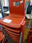 *Seven Child's Red Plastic Stackable Chairs